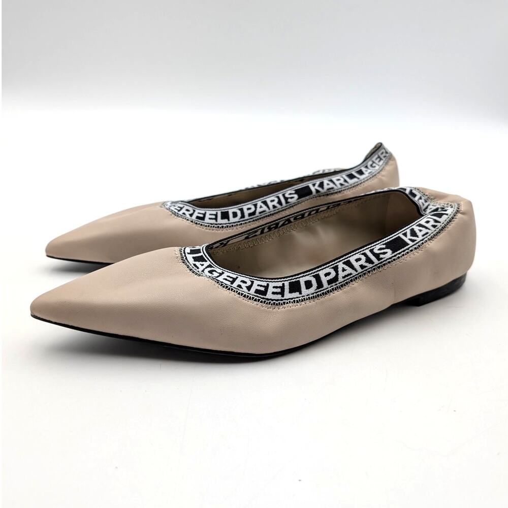 Karl Lagerfeld Paris Vinette Pointed Toe Flats Women's Nude Size US8M EU39